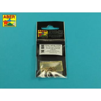   Aber Models - One wing nuts for German vehicles PE nuts with turned bolt x 26 pcs.
