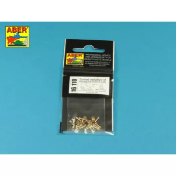   Aber Models - Turned imitation of Hexagonal bolts & nuts 1,6 x  4,0 mm x 15 pcs. And 1,6mm nuts x 10 pcs.