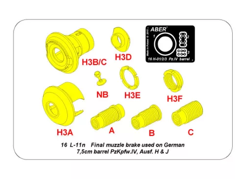 Aber Models - Final muzzle brake to barrels in Pz.IVH Stug.IIIG or PaK 40