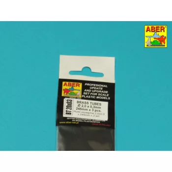 Aber Models - Brass Tubes 2,0 x 0,3mm lenght 250mm x 3 pcs.