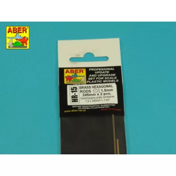   Aber Models - Brass  hexagonal rods 1,5mm length 245mm x2 pcs.