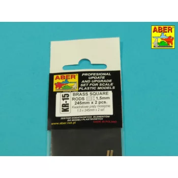 Aber Models - Brass  square rods 1,5 mm length 245mm x2 pcs.