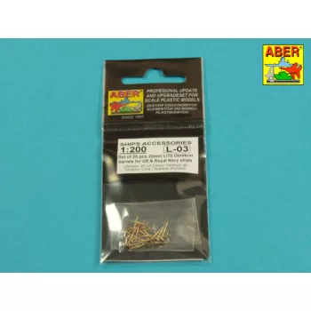   Aber Models - Set of 20 pcs 20 mm L/70 Oerlikon Mk.10 barrels for US Navy ships
