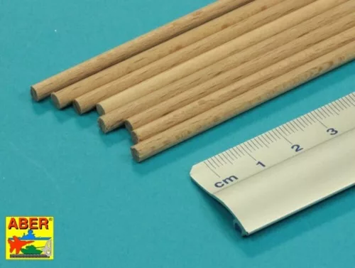 Aber Models - Wood round rods 4mm length 250mm x 8 pcs.