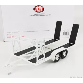   Acme-Models - Accessories Carrello Trasporto Auto 2-Assi - Car Transporter Trailer - Car Not Included White Black