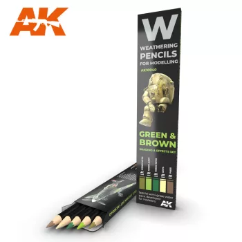   AK Interactive - Watercolor Pencil Set Green And Brown Camouflages