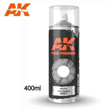   AK Interactive - Fine Primer Grey - Spray 400Ml (Includes 2 Nozzles)