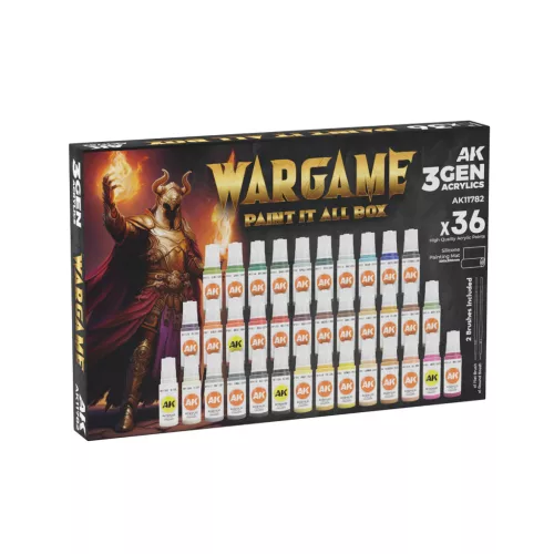 AK Interactive - WARGAME PAINT IT ALL BOX 36 COLORS 3GEN
