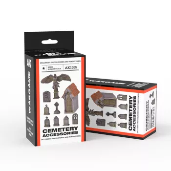   AK Interactive - CEMETERY ACCESORIES WARGAME SET (RESIN 30-35MM)