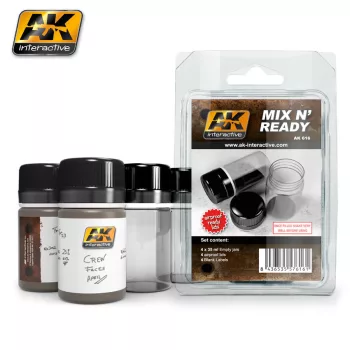   AK Interactive - Mix N Ready - Enamel (4 Empty 35Ml Jars Whith Labels)