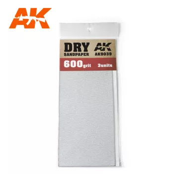 AK Interactive - Dry Sandpaper 600 Grit. 3 units