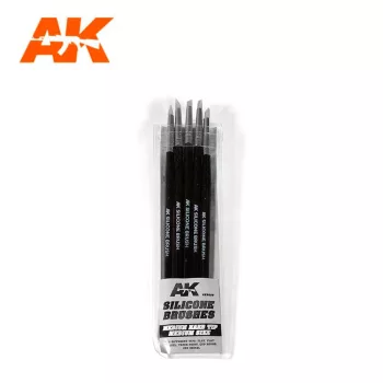   AK Interactive - Set Of 5 Silicone Brushes Medium Hard Tip Medium