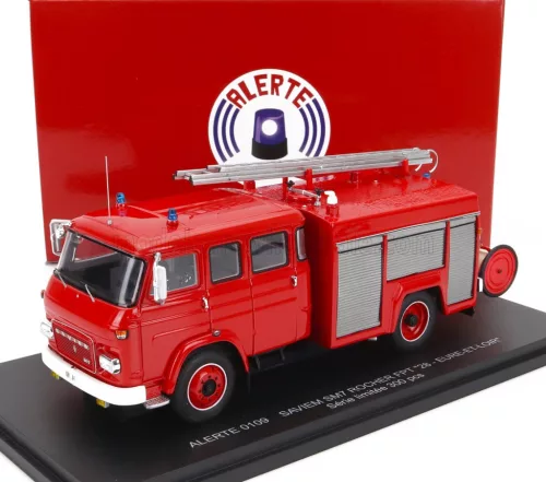 Alerte - SAVIEM SM7 DOUBLE CABINE TANKER TRUCK SAPEURS POMPIERS ROCHER FPT 28 EURE-ET-LOIR 1976 RED