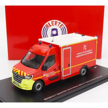   Alerte - RENAULT MASTER VAN WAS SDIS 47 VEHICULE DE SECOURS ET D'ASSISTANCE AUX VICTIMES AMBULANCE SAPEURS POMPIER 2019 RED WHITE YELLOW