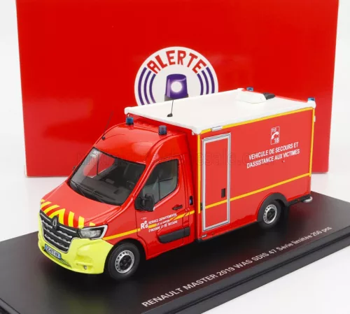 Alerte - RENAULT MASTER VAN WAS SDIS 47 VEHICULE DE SECOURS ET D'ASSISTANCE AUX VICTIMES AMBULANCE SAPEURS POMPIER 2019 RED WHITE YELLOW