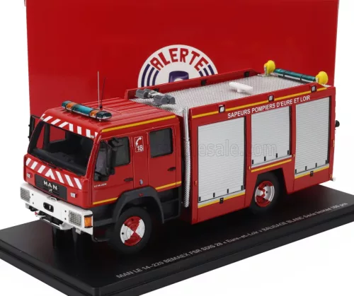 Alerte - MAN LE 14.220 TANKER TRUCK DOUBLE CABINE BEMAEX FSR SDIS 28 SAPEURS POMPIERS D'EURE ET LOIR 2004 RED GREY