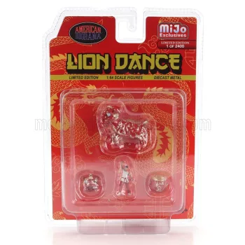 American Diorama - FIGURES SET 4X LION DANCE 2 RED