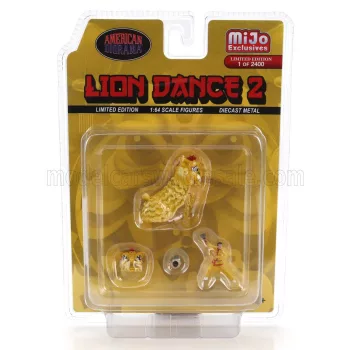 American Diorama - FIGURES SET 4X LION DANCE 2 YELLOW