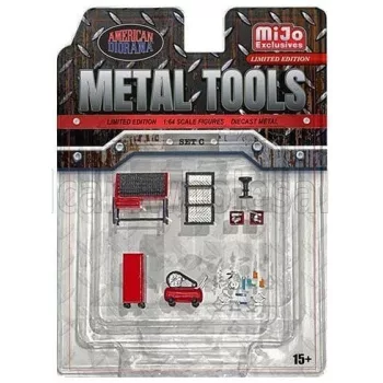   American Diorama - ACCESSORIES SET OFFICINA GARAGE TOOL GREY RED