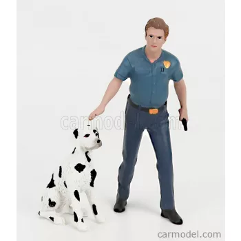   American Diorama - Figures Firefighters - Fire Dog Training 2 Tone Blue