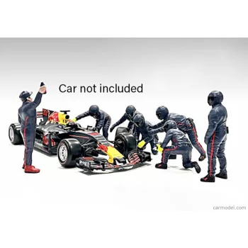   American Diorama - Figures F1 Set 2 2022 - Diorama Pit-Stop Set 7 X Meccanici - Mechanics - With Decals Matt Blue Red