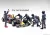American Diorama - Figures F1 Set 2 2022 - Diorama Pit-Stop Set 7 X Meccanici - Mechanics - With Decals Matt Blue Red