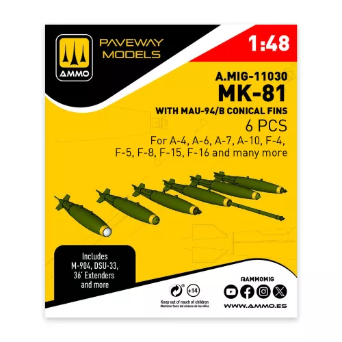 AMMO by MIG Jimenez - MK-81 with MAU-94/B conical fin (6 pcs)
