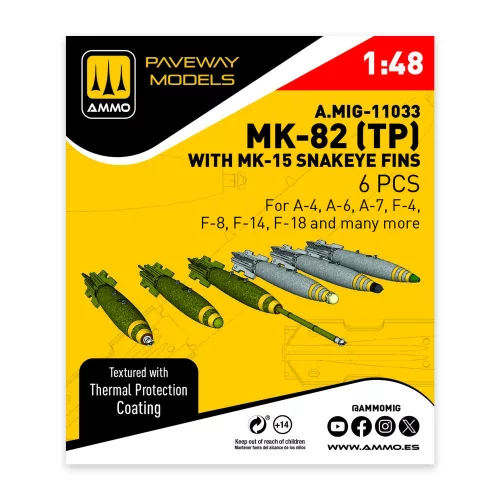 AMMO by MIG Jimenez - MK-82 with thermal protection and MK-15 Snakeye fin (6 pcs)