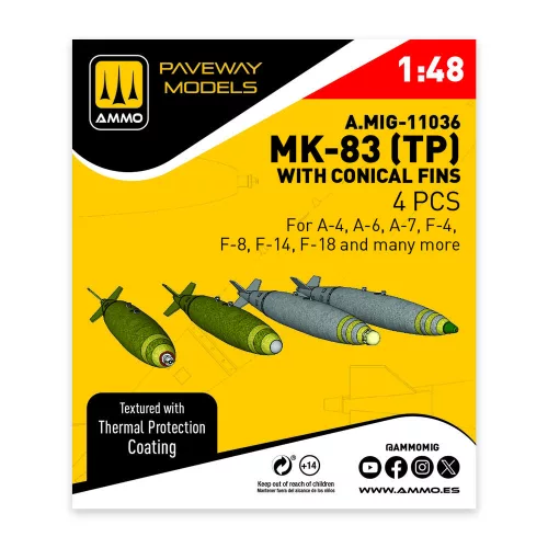 AMMO by MIG Jimenez - MK-83 with thermal protection and conical fin (4 pcs)