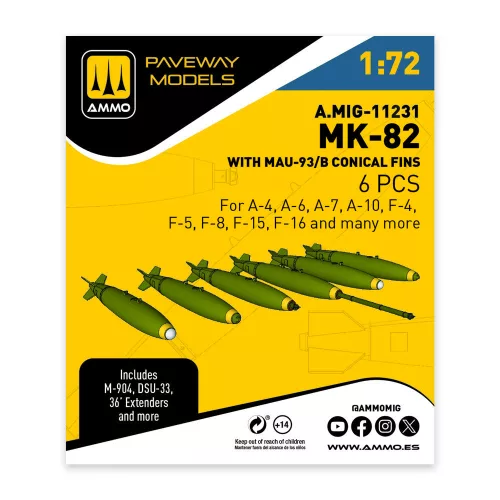 AMMO by MIG Jimenez - MK-82 with MAU-93/B conical fin (6 pcs)