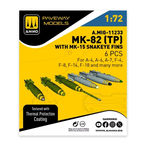 AMMO by MIG Jimenez - MK-82 with thermal protection and MK-15 Snakeye fin (6 pcs)