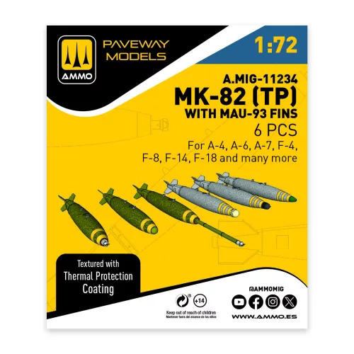 AMMO by MIG Jimenez - MK-82 with thermal protection and MAU-93 fin (6 pcs)