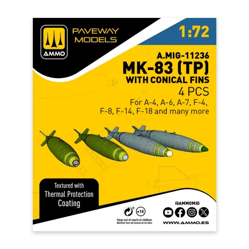 AMMO by MIG Jimenez - MK-83 with thermal protection and conical fin (4 pcs)