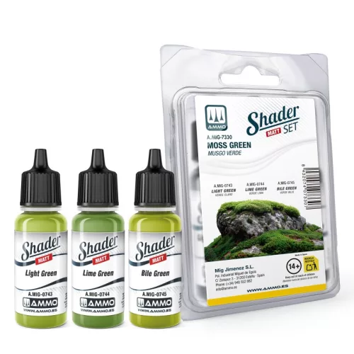 AMMO by MIG Jimenez - Matt SHADER Set Moss Green
