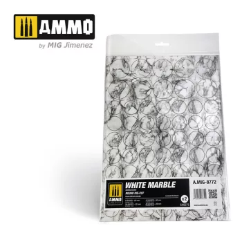   AMMO - White Marble. Round Die-cut for Bases for Wargames - 2 pcs