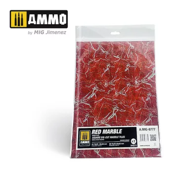 AMMO - Red Marble. Square Die-cut Marble Tiles - 2 pcs
