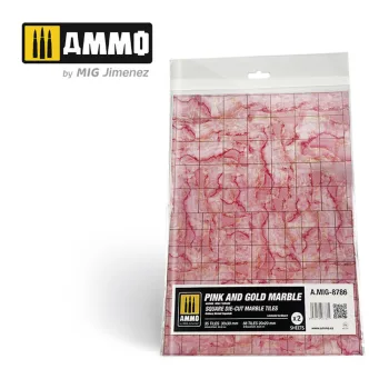   AMMO - Pink and Gold Marble. Square Die-cut Marble Tiles - 2 pcs.