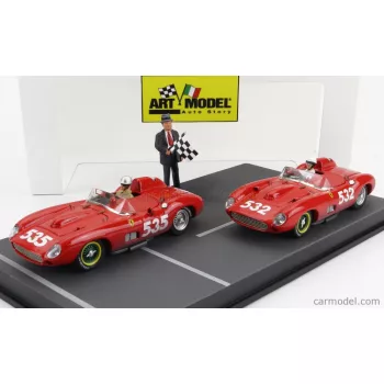   Art-Model - Ferrari Diorama Set 2X 315S Spider Sn0684 N 535 Winner Mille Miglia 1957 P.Taruffi + N 532 2Nd Mille Miglia 1957 W.Von Trips Red
