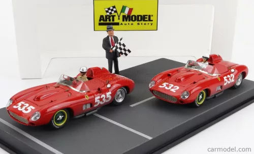 Art-Model - Ferrari Diorama Set 2X 315S Spider Sn0684 N 535 Winner Mille Miglia 1957 P.Taruffi + N 532 2Nd Mille Miglia 1957 W.Von Trips Red