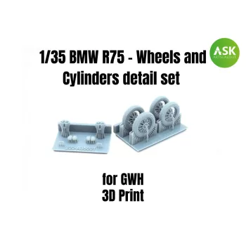  Art Scale - 1/35 BMW R75 - Wheels and Cylinders detail set recommended for GWH