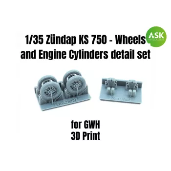   Art Scale - 1/35 Zündap KS 750 - Wheels and Engine Cylinders detail set recommended for GWH