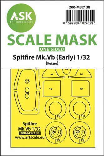 Art Scale - Spitfire Mk.Vb one-sided express fit and self adhesive mask for Kotare 