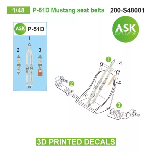Art Scale - 1/48 P-51D Mustang seat belts - 3D printed decals by ASK