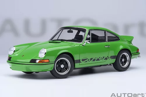 Autoart - 1:18 Porsche 911 Carrera 2.7 RS 1973 (viper green/ black stripes) (composite model/ 2 door openings, total 4 openings) – Autoart