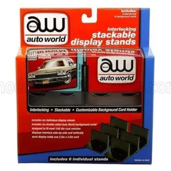   Autoworld - ACCESSORIES 6X INTERLOCKING STACKABLE DISPLAY STANDS BLACK