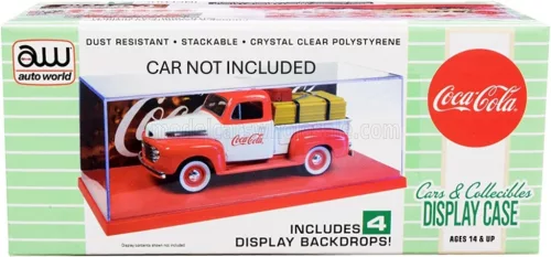 Autoworld - VETRINA DISPLAY BOX VETRINA - BASE IN PLASTICA ROSSA - COCA-COLA PLASTIC BASE RED - Lungh.LENGTH cm  X Largh.WIDTH cm  X Alt.HEIGHT cm  (altezza interna cm ) PLASTIC DISPLAY