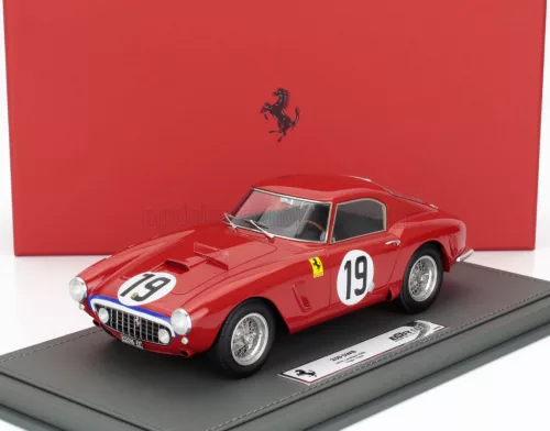 Bbr-Models - FERRARI 250GT SWB 3.0L V12 TEAM N.A.R.T. NORTH AMERICAN RACING N 19 24h LE MANS 1960 ED HUGUS - AUGIE PABST - CON VETRINA - WITH SHOWCASE RED