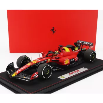   Bbr-Models - FERRARI F1  SF-23 TEAM SCUDERIA FERRARI N 16 4th MONZA ITALY GP 2023 CHARLES LECLERC - CON VETRINA - WITH SHOWCASE RED BLACK YELLOW