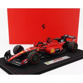   Bbr-Models - FERRARI F1  SF-23 TEAM SCUDERIA FERRARI N 16 3rd BELGIUM SPA GP 2023 CHARLES LECLERC - CON VETRINA - WITH SHOWCASE RED BLACK