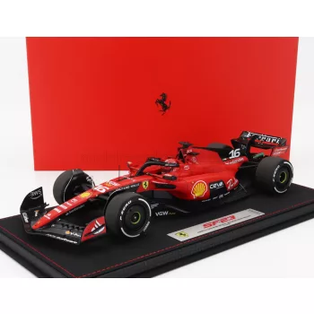   Bbr-Models - FERRARI F1  SF-23 TEAM SCUDERIA FERRARI N 16 4th SINGAPORE GP 2023 CHARLES LECLERC - CON VETRINA - WITH SHOWCASE RED BLACK